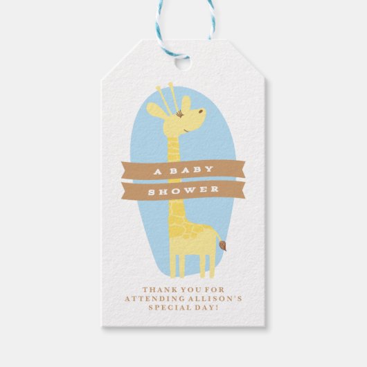 Giraffe Babydusche Danke, Geschenk Tag Geschenkanhänger (Vorderseite)