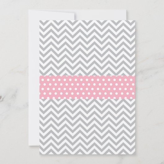 Giraffe Babydusche Einladung Rosa und Grau (Rückseite)