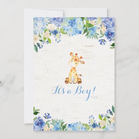 Giraffe Babydusche Einladung Rustikale Boy-Dusche (Rückseite)