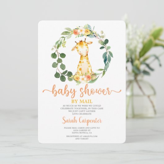 Giraffe Babydusche per E-Mail Einladung (Stehend Vorderseite)