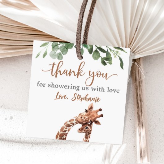 Giraffe Babydusche Prägeaufkleber Quadratischer Aufkleber