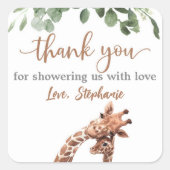 Giraffe Babydusche Prägeaufkleber Quadratischer Aufkleber (Vorderseite)