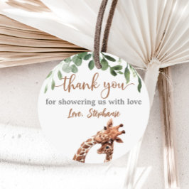 Giraffe Babydusche Prägeaufkleber Runder Aufkleber