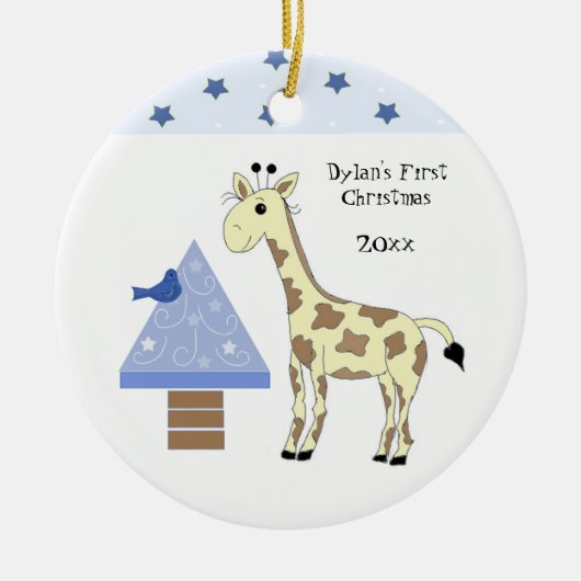Giraffe Baby's First Christmas Keramik Ornament (Vorne)