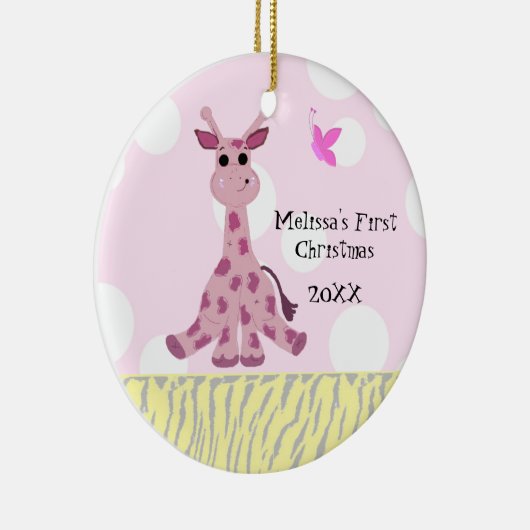Giraffe Baby's First Christmas Keramik Ornament (Rechts)
