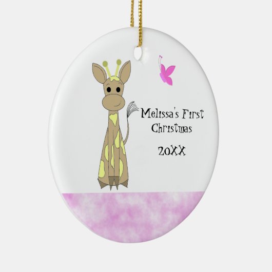 Giraffe Baby's First Christmas Keramikornament (Rechts)