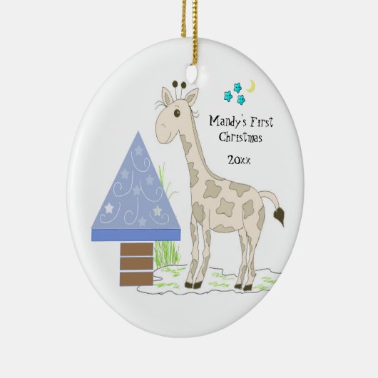 Giraffe Baby's First Christmas Keramikornament (Rechts)