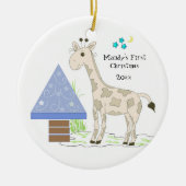 Giraffe Baby's First Christmas Keramikornament (Vorne)