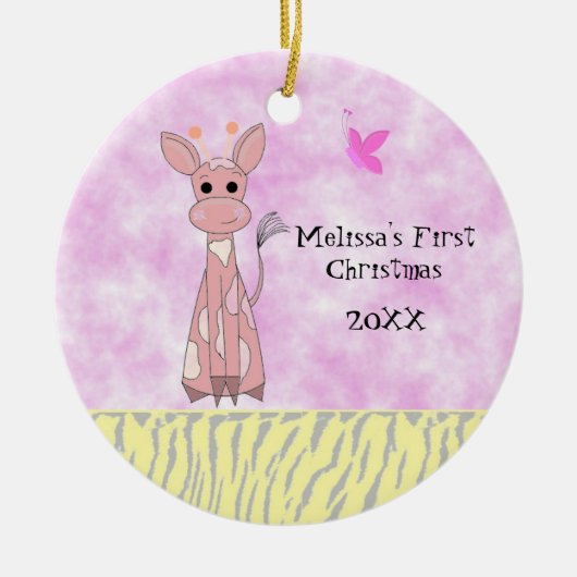 Giraffe Baby's First Christmas Keramikornament (Vorne)