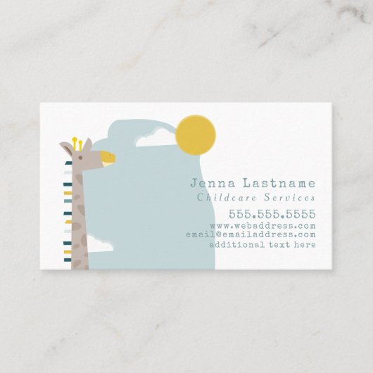 Giraffe Babysitter Kindermädchen Visitenkarte (Vorderseite)