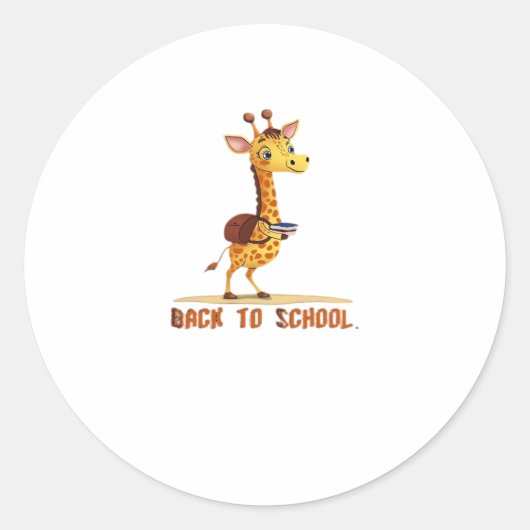 Giraffe Back To School Classic T-Shirt Runder Aufkleber (Vorderseite)