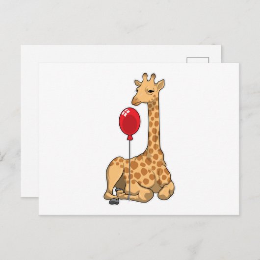 Giraffe Balloon Postkarte (Vorne/Hinten)