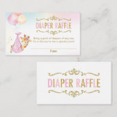 Giraffe Balloons Baby Duwer Diaper Raffle Ticket Begleitkarte (Vorne/Hinten)