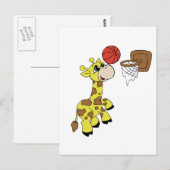 Giraffe Basketball T - Shirt und Geschenke Postkarte (Vorne/Hinten)