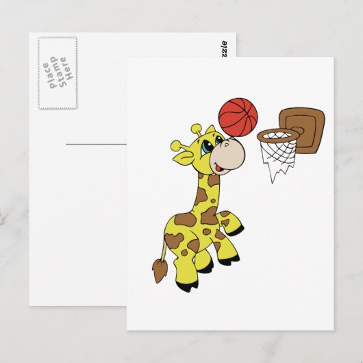 Giraffe Basketball T - Shirt und Geschenke Postkarte (Vorne/Hinten)