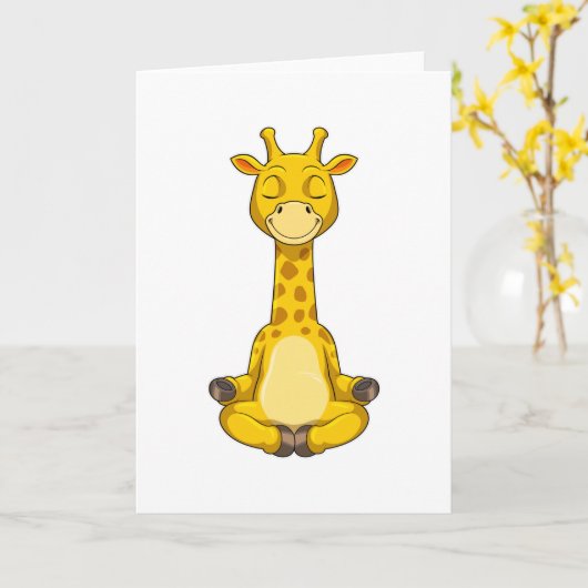 Giraffe bei der Yoga-Meditation Karte (Gelbe Blume)