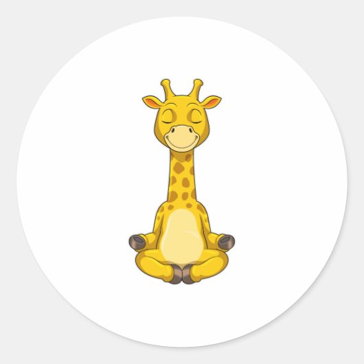 Giraffe bei der Yoga-Meditation Runder Aufkleber (Vorderseite)