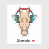 Giraffe bei Musik mit Headphone Aufkleber (Blatt)