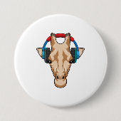 Giraffe bei Musik mit Headphone Button (Vorderseite)