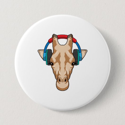 Giraffe bei Musik mit Headphone Button (Vorderseite)