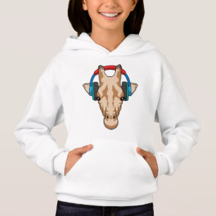 Giraffe bei Musik mit Headphone Hoodie