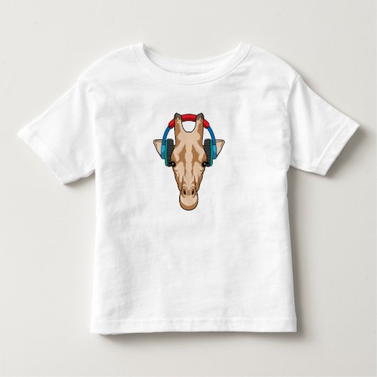 Giraffe bei Musik mit Headphone Kleinkind T-shirt (Vorderseite)