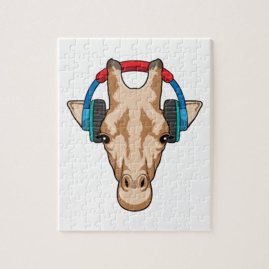 Giraffe bei Musik mit Headphone Puzzle (Vertikal)
