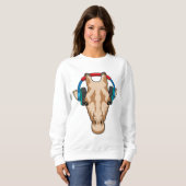 Giraffe bei Musik mit Headphone Sweatshirt (Vorne ganz)