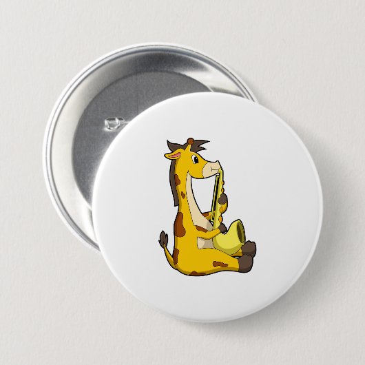 Giraffe bei Musik mit Saxophone.PNG Button (Vorne & Hinten)