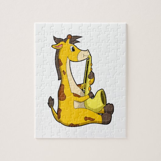 Giraffe bei Musik mit Saxophone.PNG Puzzle (Vertikal)
