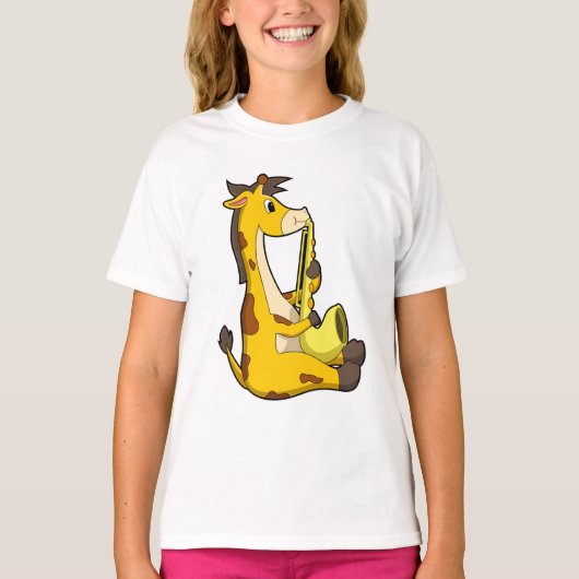 Giraffe bei Musik mit Saxophone.PNG T-Shirt (Vorderseite)