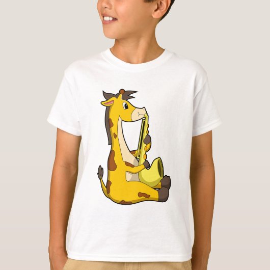 Giraffe bei Musik mit Saxophone.PNG T-Shirt (Vorderseite)