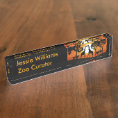 Giraffe bei Sonnenuntergang Namensplakette (Seite)