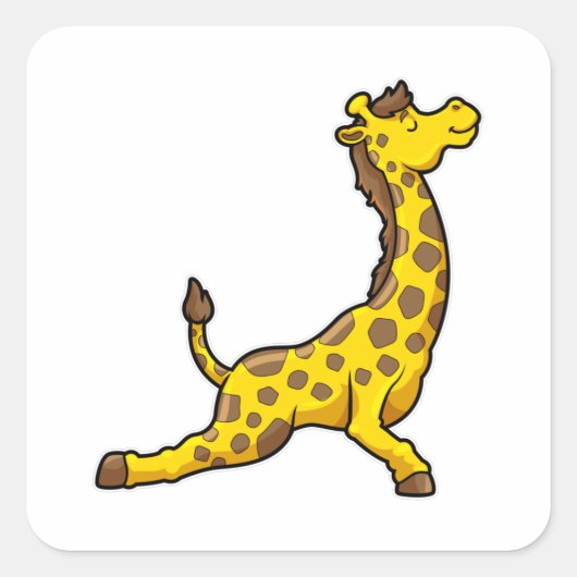 Giraffe bei Yoga Stretching Übungen Leg Quadratischer Aufkleber (Vorderseite)
