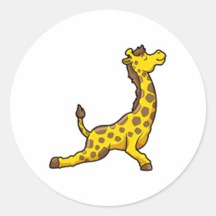 Giraffe bei Yoga Stretching Übungen Leg Runder Aufkleber