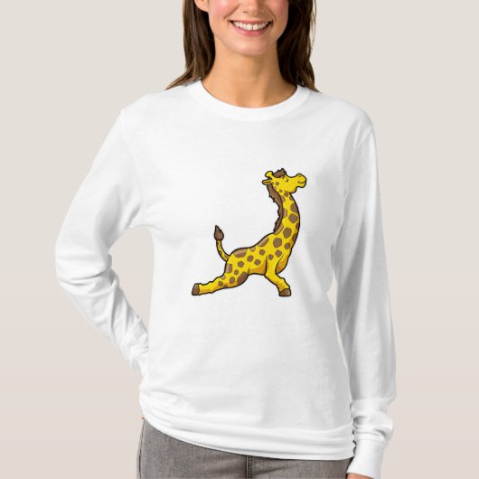 Giraffe bei Yoga Stretching Übungen Leg T-Shirt (Vorderseite)