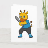 Giraffe beim Baseball mit Baseballschläger Karte (Rückseite)