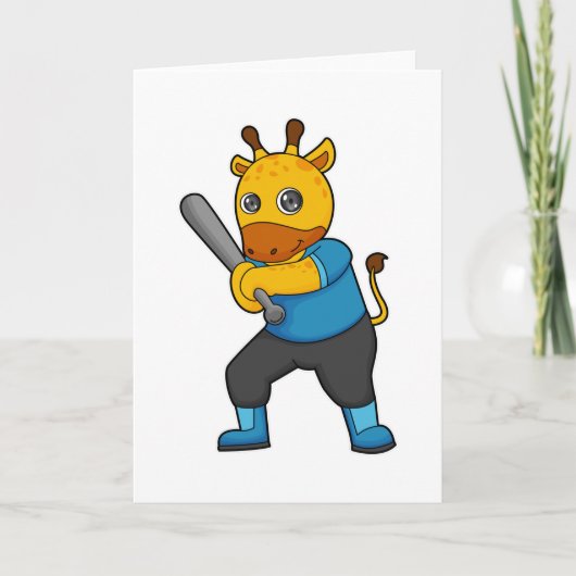 Giraffe beim Baseball mit Baseballschläger Karte (Vorderseite)