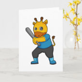 Giraffe beim Baseball mit Baseballschläger Karte (Gelbe Blume)