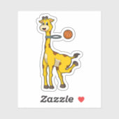 Giraffe beim Basketball mit Basketballkorb Aufkleber (Blatt)