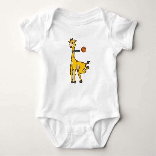 Giraffe beim Basketball mit Basketballkorb Baby Strampler (Vorderseite)