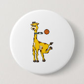 Giraffe beim Basketball mit Basketballkorb Button (Vorderseite)