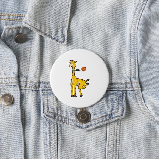 Giraffe beim Basketball mit Basketballkorb Button (Beispiel)