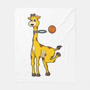 Giraffe beim Basketball mit Basketballkorb Fleecedecke