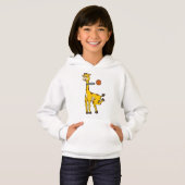 Giraffe beim Basketball mit Basketballkorb Hoodie (Vorne ganz)