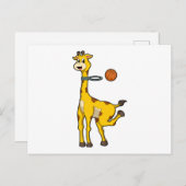 Giraffe beim Basketball mit Basketballkorb Postkarte (Vorne/Hinten)