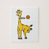 Giraffe beim Basketball mit Basketballkorb Puzzle (Vertikal)