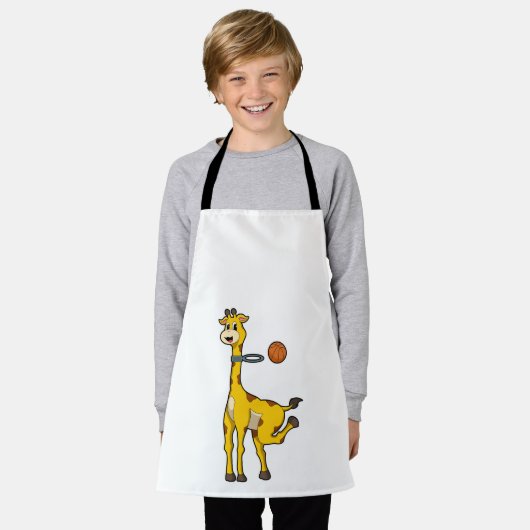 Giraffe beim Basketball mit Basketballkorb Schürze (Getragen)