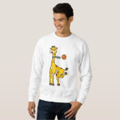 Giraffe beim Basketball mit Basketballkorb Sweatshirt (Vorne ganz)