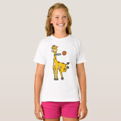 Giraffe beim Basketball mit Basketballkorb T-Shirt (Vorne ganz)